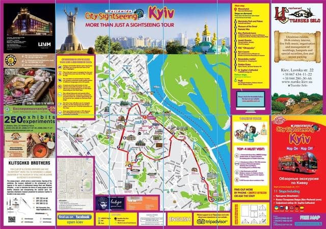Kiev Hop On Hop Off bus tours map
