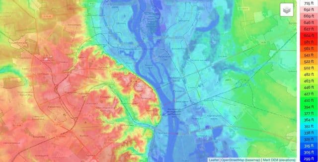 Kiev elevation map